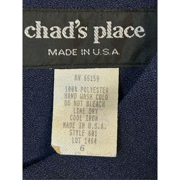 Vintage Chad's Place Navy Flower Dress Women's 6 NWT (0327) - Picture 4 of 5